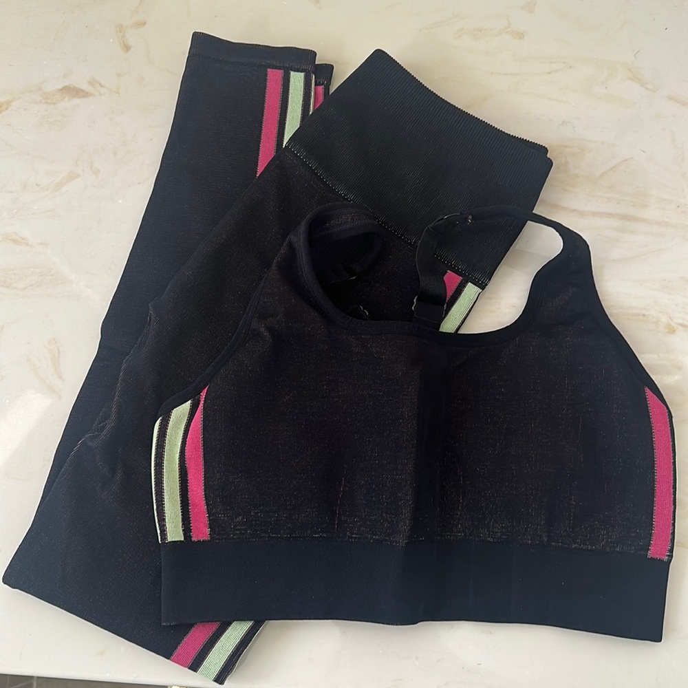 Fabletics Black Leggings and Sports Bra Set